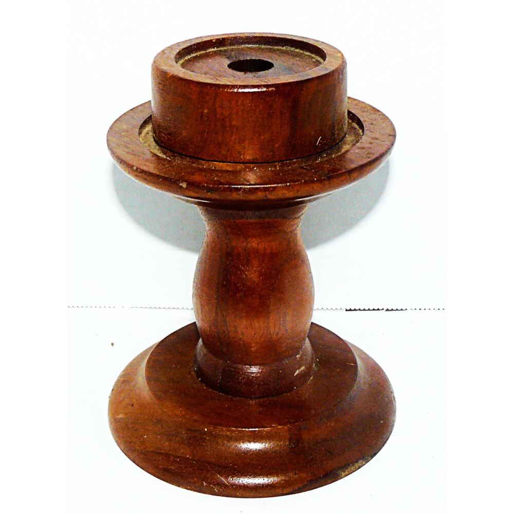 Vtg Ozark  Walnutware Solid Walnut Candlestick  Holder Native Wood Products USA